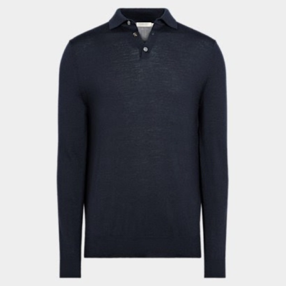 SuitSupply Long Sleeve Navy Polo Shirt